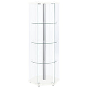 Zahavah 4-shelf Hexagonal Clear Glass Curio Cabinet White