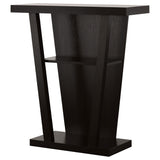 Mesa consola Evanna de madera de ingeniería con 2 estantes Cappuccino