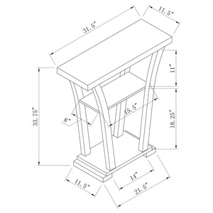 Mesa consola Evanna de madera de ingeniería con 2 estantes Cappuccino