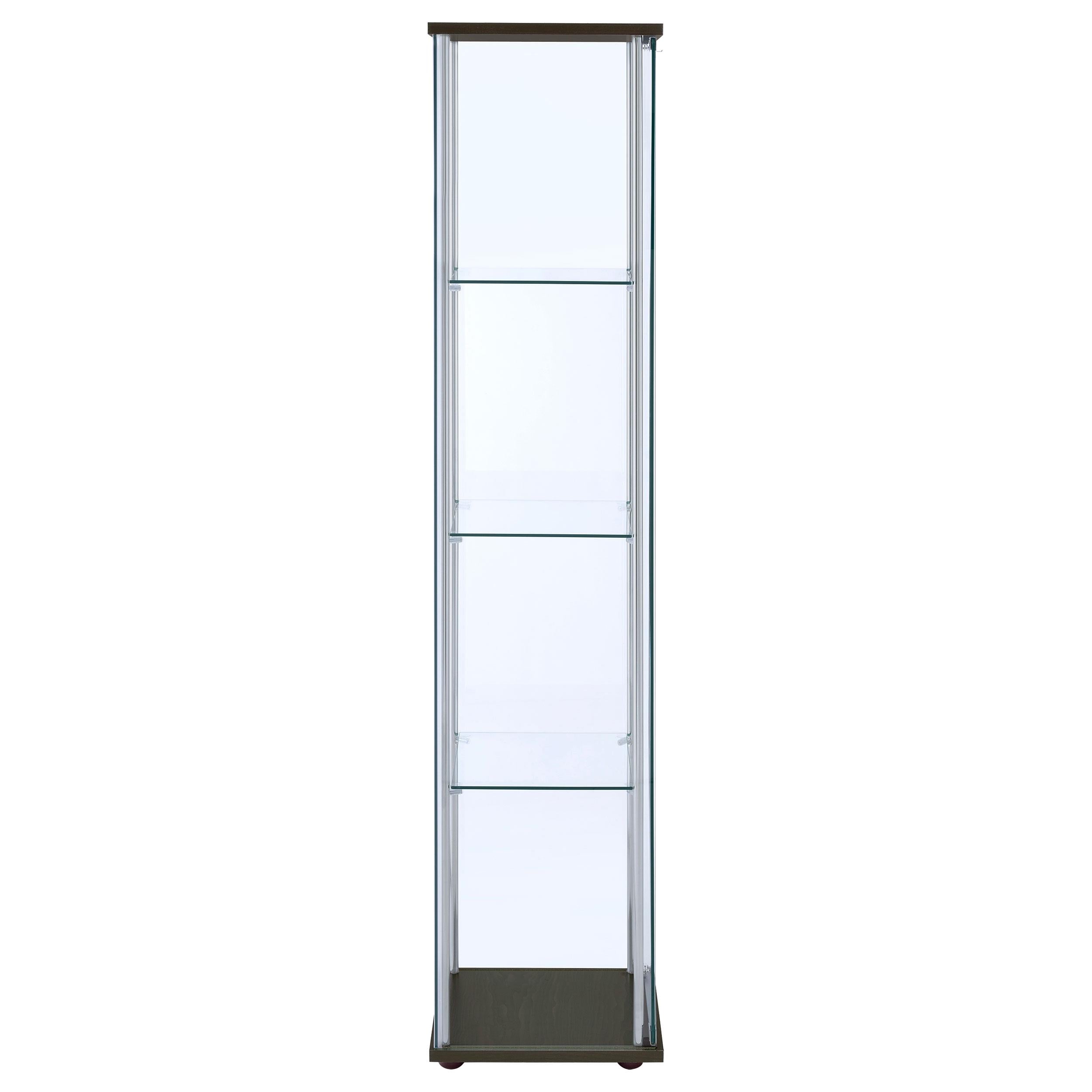 Bellatrix 4-shelf Clear Glass Curio Cabinet Cappuccino