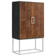 Gabinete de bar para el hogar Borman de 2 puertas para almacenar vinos en nogal y negro