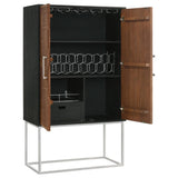Gabinete de bar para el hogar Borman de 2 puertas para almacenar vinos en nogal y negro