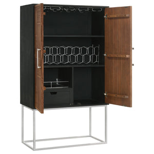 Gabinete de bar para el hogar Borman de 2 puertas para almacenar vinos en nogal y negro