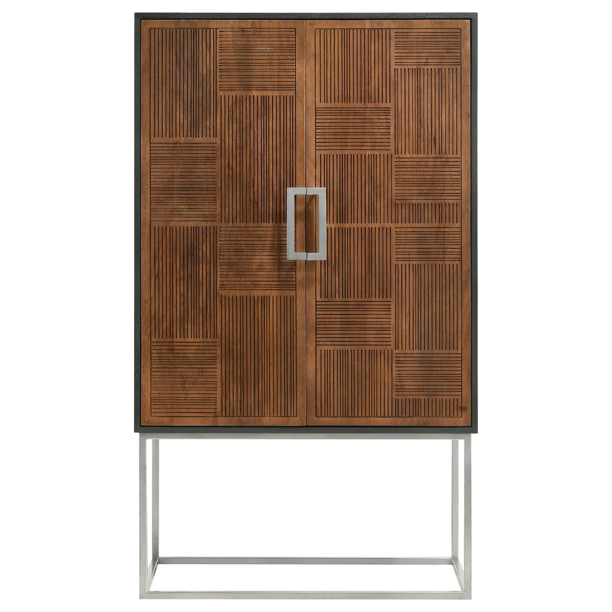 Gabinete de bar para el hogar Borman de 2 puertas para almacenar vinos en nogal y negro