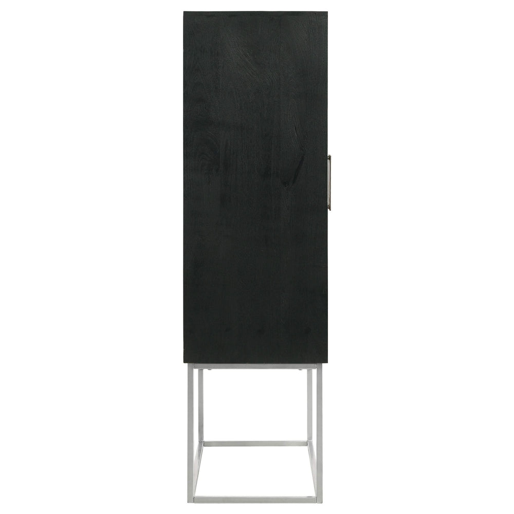 Gabinete de bar para el hogar Borman de 2 puertas para almacenar vinos en nogal y negro