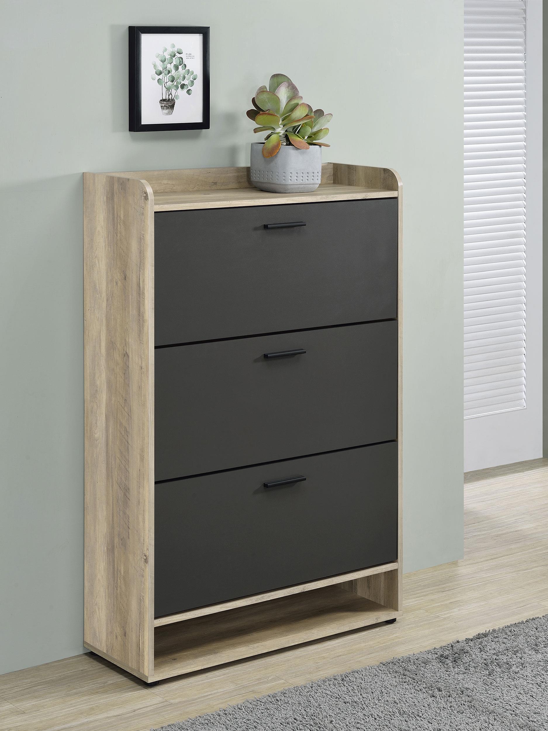 Denia 3-tier Engineered Wood Shoe Cabinet Grey