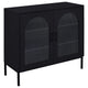 Gabinete decorativo Jess de 2 puertas con vidrio acanalado arqueado, color negro