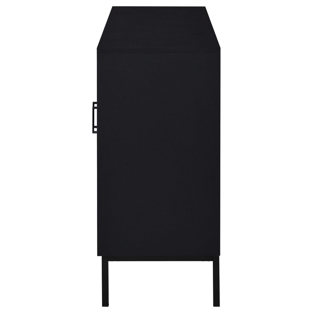 Gabinete decorativo Jess de 2 puertas con vidrio acanalado arqueado, color negro