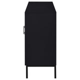 Gabinete decorativo Jess de 2 puertas con vidrio acanalado arqueado, color negro