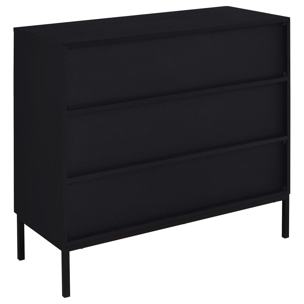 Gabinete decorativo Jess de 2 puertas con vidrio acanalado arqueado, color negro