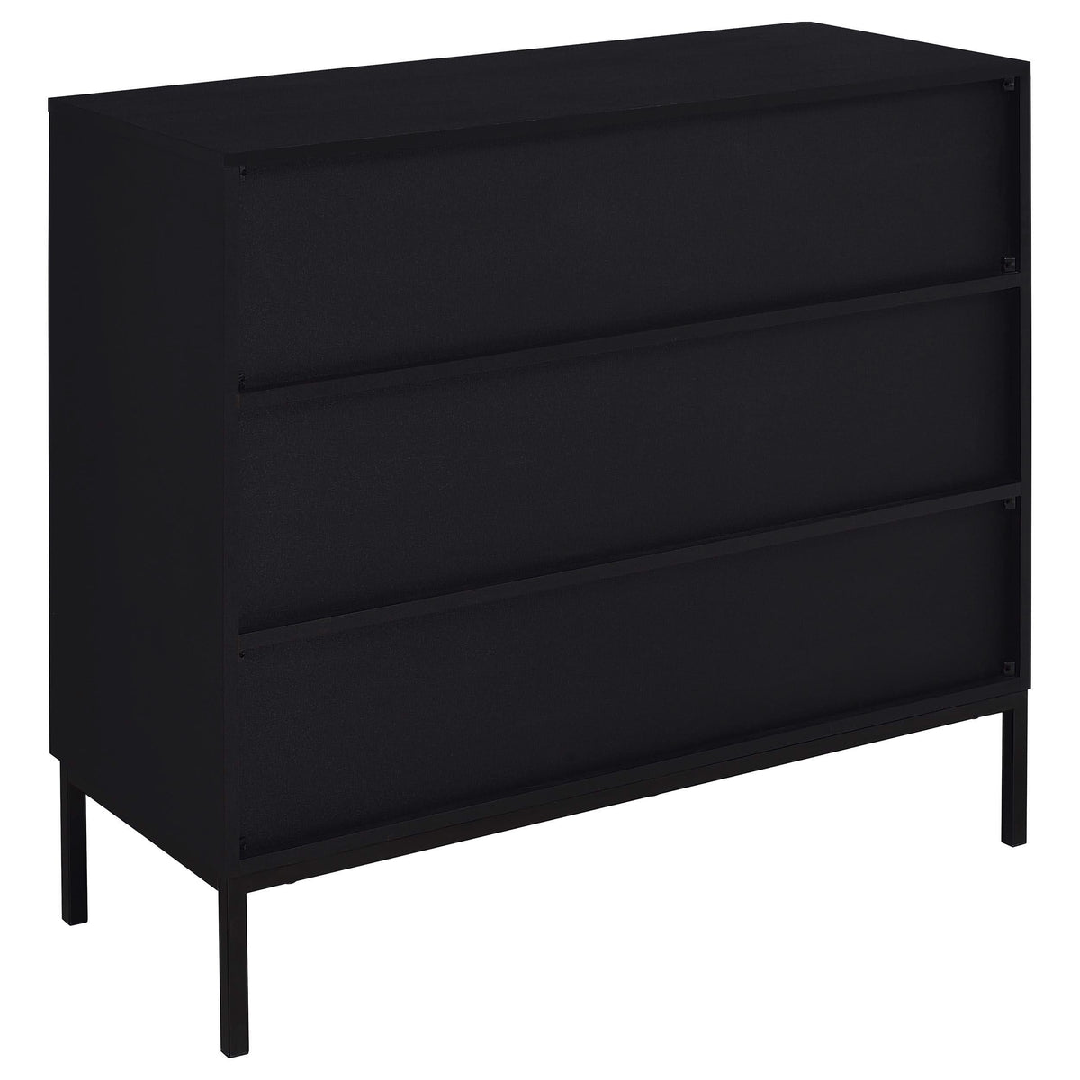 Gabinete decorativo Jess de 2 puertas con vidrio acanalado arqueado, color negro