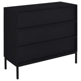 Gabinete decorativo Jess de 2 puertas con vidrio acanalado arqueado, color negro