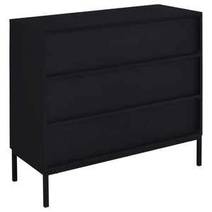 Gabinete decorativo Jess de 2 puertas con vidrio acanalado arqueado, color negro