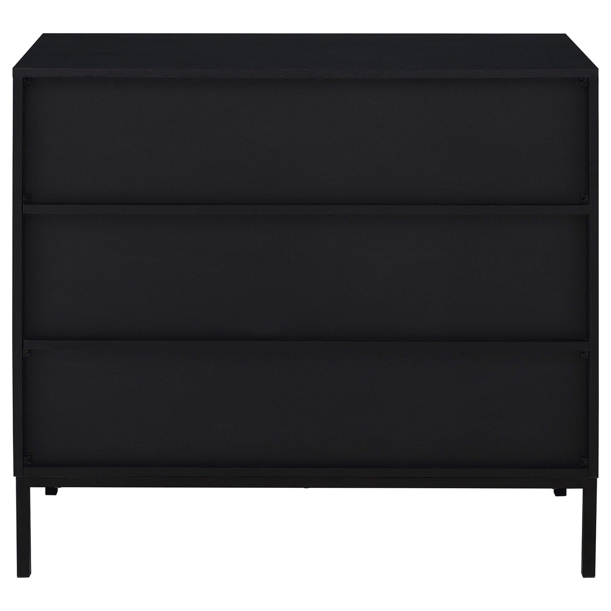 Gabinete decorativo Jess de 2 puertas con vidrio acanalado arqueado, color negro