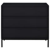 Gabinete decorativo Jess de 2 puertas con vidrio acanalado arqueado, color negro