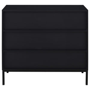 Gabinete decorativo Jess de 2 puertas con vidrio acanalado arqueado, color negro