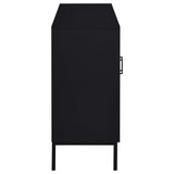 Gabinete decorativo Jess de 2 puertas con vidrio acanalado arqueado, color negro