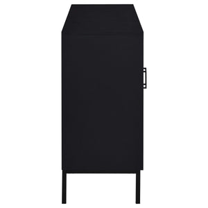 Gabinete decorativo Jess de 2 puertas con vidrio acanalado arqueado, color negro