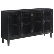 Sylvia 4-door Wood Lattice Accent Storage Cabinet Black