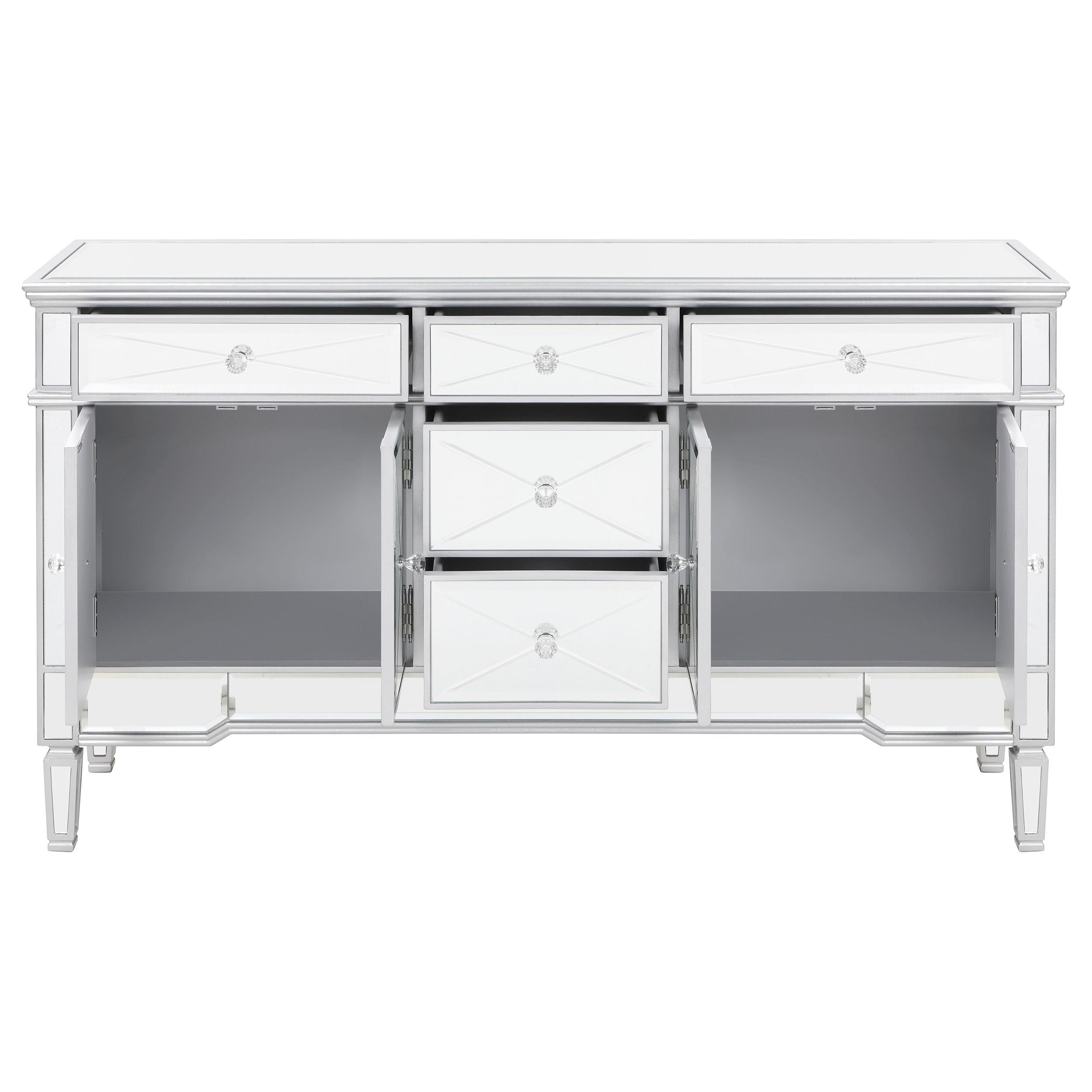 Duchess 5-drawer Mirrored Storage Accent Cabinet Silver