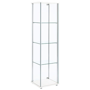 Bellatrix 4-shelf Clear Glass Curio Cabinet White