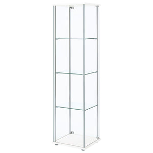 Bellatrix 4-shelf Clear Glass Curio Cabinet White