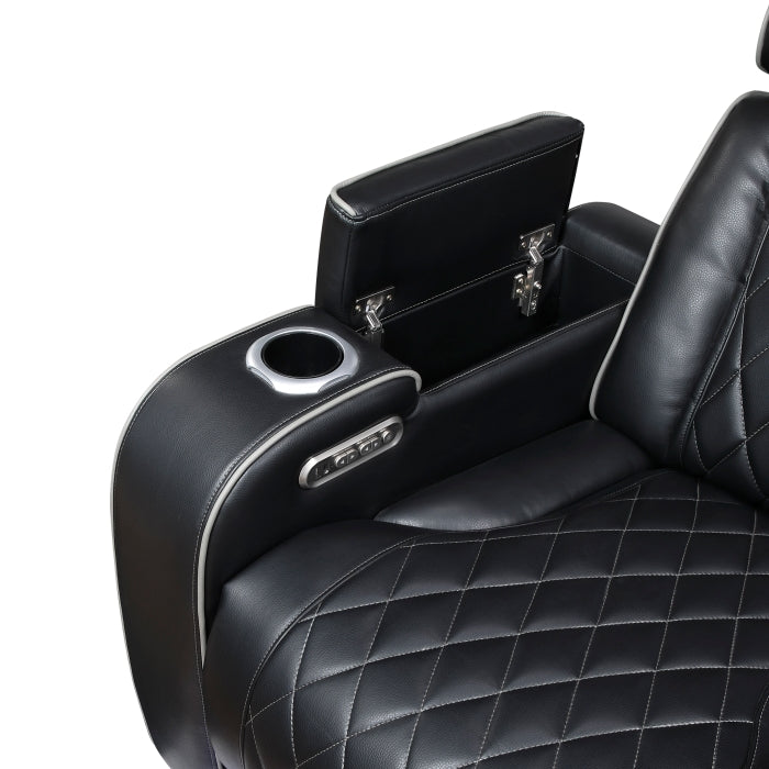 Fairway Collection Power Reclining Chair with Power Headrest, Cup holders and Storage Arms(Top and Side), Charging Ports and LED lighting