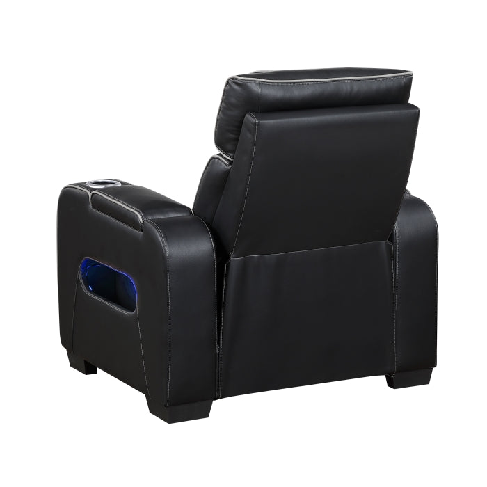 Fairway Collection Power Reclining Chair with Power Headrest, Cup holders and Storage Arms(Top and Side), Charging Ports and LED lighting