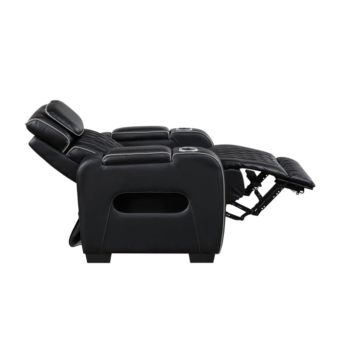 Fairway Collection Power Reclining Chair with Power Headrest, Cup holders and Storage Arms(Top and Side), Charging Ports and LED lighting