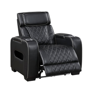 Fairway Collection Power Reclining Chair with Power Headrest, Cup holders and Storage Arms(Top and Side), Charging Ports and LED lighting