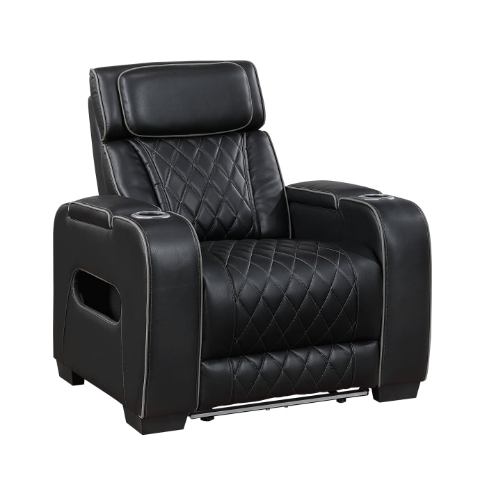 Fairway Collection Power Reclining Chair with Power Headrest, Cup holders and Storage Arms(Top and Side), Charging Ports and LED lighting