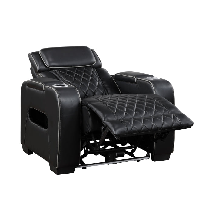 Fairway Collection Power Reclining Chair with Power Headrest, Cup holders and Storage Arms(Top and Side), Charging Ports and LED lighting