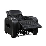 Fairway Collection Power Reclining Chair with Power Headrest, Cup holders and Storage Arms(Top and Side), Charging Ports and LED lighting