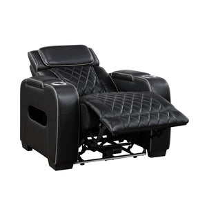 Fairway Collection Power Reclining Chair with Power Headrest, Cup holders and Storage Arms(Top and Side), Charging Ports and LED lighting