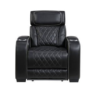 Fairway Collection Power Reclining Chair with Power Headrest, Cup holders and Storage Arms(Top and Side), Charging Ports and LED lighting