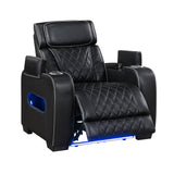 Fairway Collection Power Reclining Chair with Power Headrest, Cup holders and Storage Arms(Top and Side), Charging Ports and LED lighting