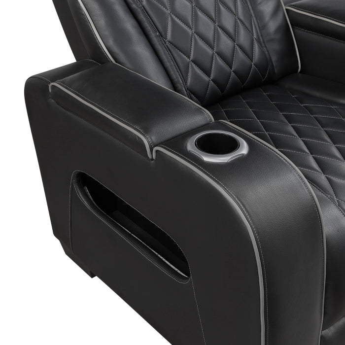 Fairway Collection Power Reclining Chair with Power Headrest, Cup holders and Storage Arms(Top and Side), Charging Ports and LED lighting