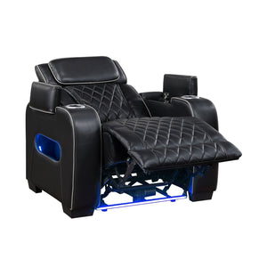 Fairway Collection Power Reclining Chair with Power Headrest, Cup holders and Storage Arms(Top and Side), Charging Ports and LED lighting
