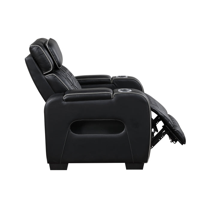 Fairway Collection Power Reclining Chair with Power Headrest, Cup holders and Storage Arms(Top and Side), Charging Ports and LED lighting
