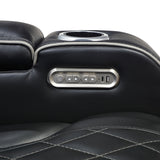 Fairway Collection Power Double Reclining Love Seat with Center Console, Power Headrests, Storage Arms(Top and Side), Cup holders, Charging Ports and LED lighting