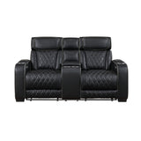 Fairway Collection Power Double Reclining Love Seat with Center Console, Power Headrests, Storage Arms(Top and Side), Cup holders, Charging Ports and LED lighting