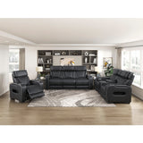 Fairway Collection Power Double Reclining Love Seat with Center Console, Power Headrests, Storage Arms(Top and Side), Cup holders, Charging Ports and LED lighting