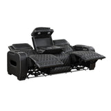 Fairway Collection Power Double Reclining Sofa with Center Drop-Down Cup Holders, Power Headrests, Storage Arms(Top and Side), Cup holders and Reading Lights, Two Wireless Chargers, Charging Ports and LED Lighting