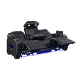 Fairway Collection Power Double Reclining Sofa with Center Drop-Down Cup Holders, Power Headrests, Storage Arms(Top and Side), Cup holders and Reading Lights, Two Wireless Chargers, Charging Ports and LED Lighting