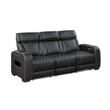 Fairway Collection Power Double Reclining Sofa with Center Drop-Down Cup Holders, Power Headrests, Storage Arms(Top and Side), Cup holders and Reading Lights, Two Wireless Chargers, Charging Ports and LED Lighting