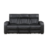 Fairway Collection Power Double Reclining Sofa with Center Drop-Down Cup Holders, Power Headrests, Storage Arms(Top and Side), Cup holders and Reading Lights, Two Wireless Chargers, Charging Ports and LED Lighting
