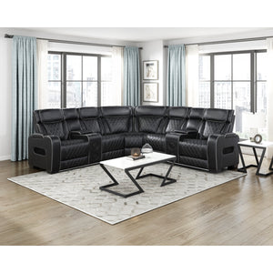 Fairway Collection 3-Piece Power Reclining Sectional with Consoles, Power Headrests, Storage Arms(Top and Side), Cup holders, Charging Ports, Wireless speakers and LED lighting