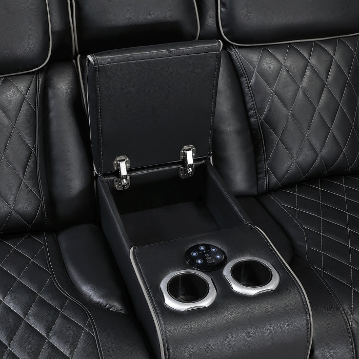 Fairway Collection 3-Piece Power Reclining Sectional with Consoles, Power Headrests, Storage Arms(Top and Side), Cup holders, Charging Ports, Wireless speakers and LED lighting
