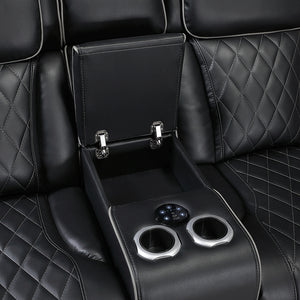 Fairway Collection 3-Piece Power Reclining Sectional with Consoles, Power Headrests, Storage Arms(Top and Side), Cup holders, Charging Ports, Wireless speakers and LED lighting
