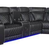 Fairway Collection 3-Piece Power Reclining Sectional with Consoles, Power Headrests, Storage Arms(Top and Side), Cup holders, Charging Ports, Wireless speakers and LED lighting